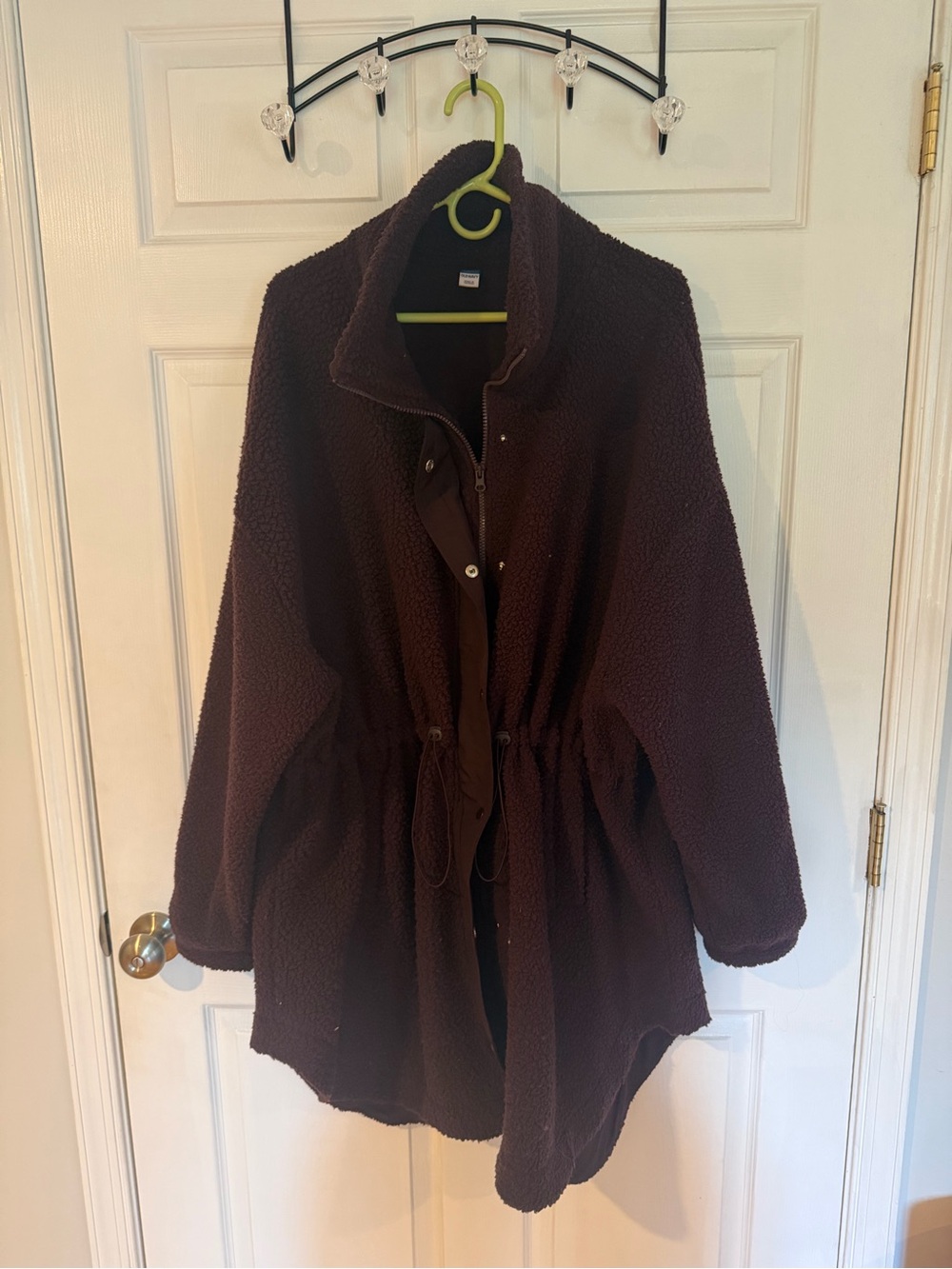 Cozy Women's Dark Purple Sherpa Jacket with Drawstring Waist